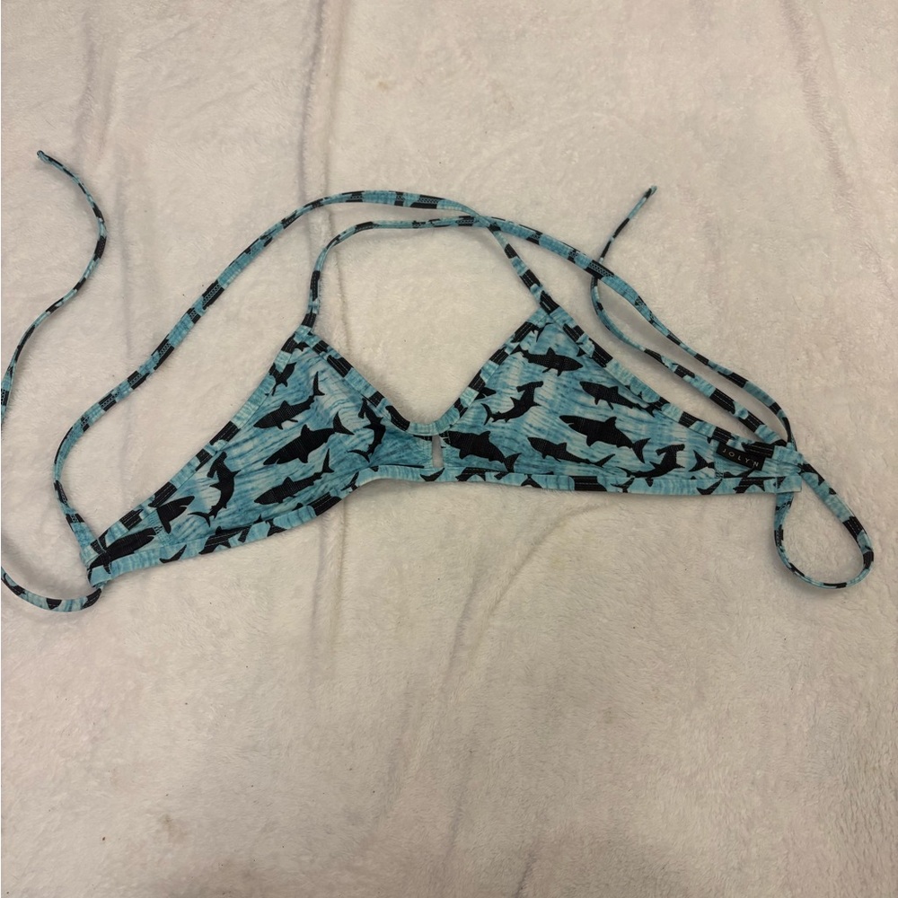 Jolyn Clothing Black and Blue Patterned Bikini Top